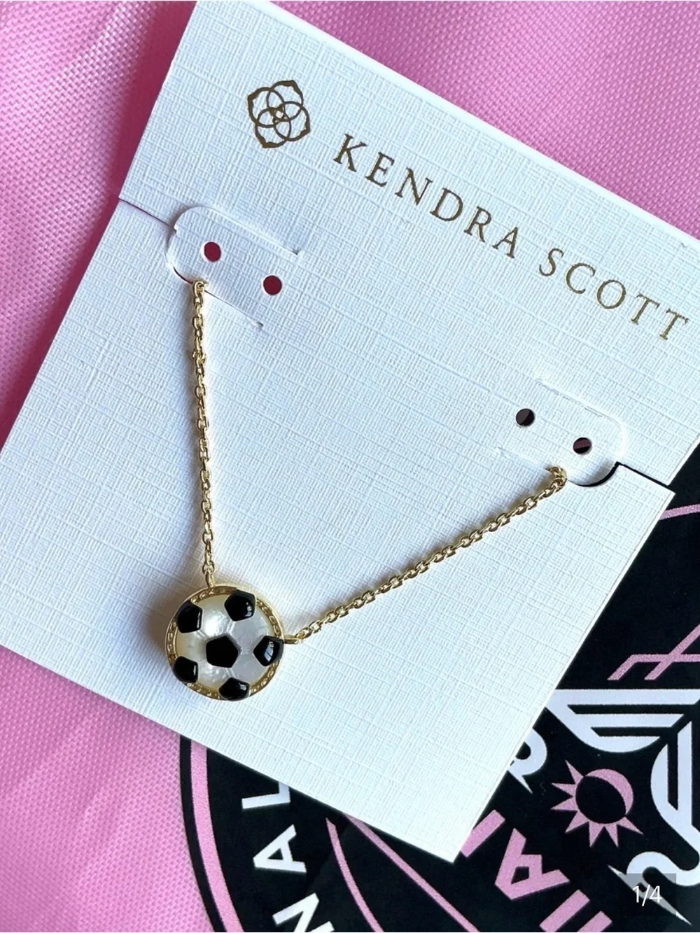 Kendra Scott Gold Soccer Pendant Necklace - White, Black